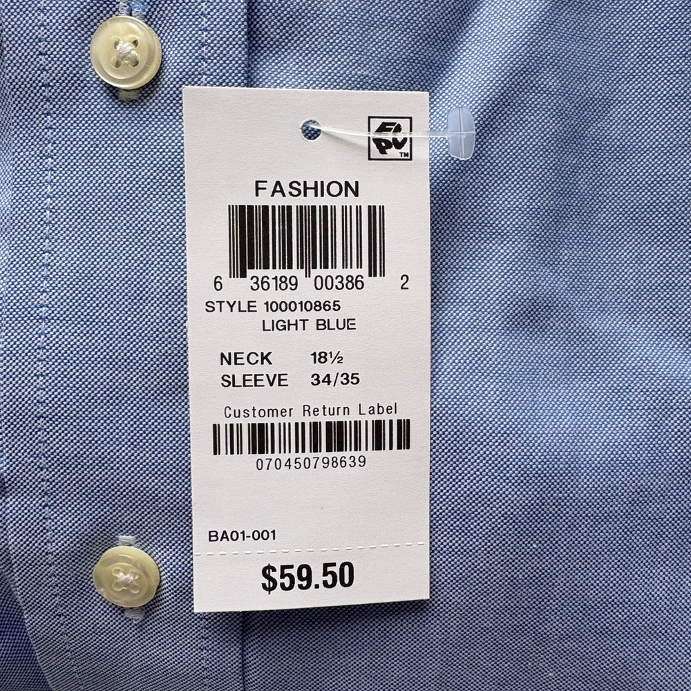 Club Room Light Blue Button-Down Performance Dress Shirt - Picture 6 of 6